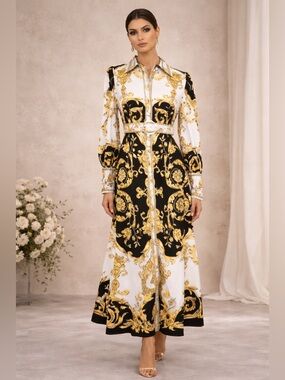New Aleeza Paris Baroque Print Midi Dress (Sample) – Fits Size XL